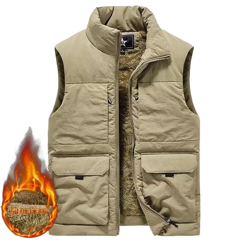 Outdoor Hunting Fleece - Zimowe męskie kamizelki myśliwskie Cargo Gruby
